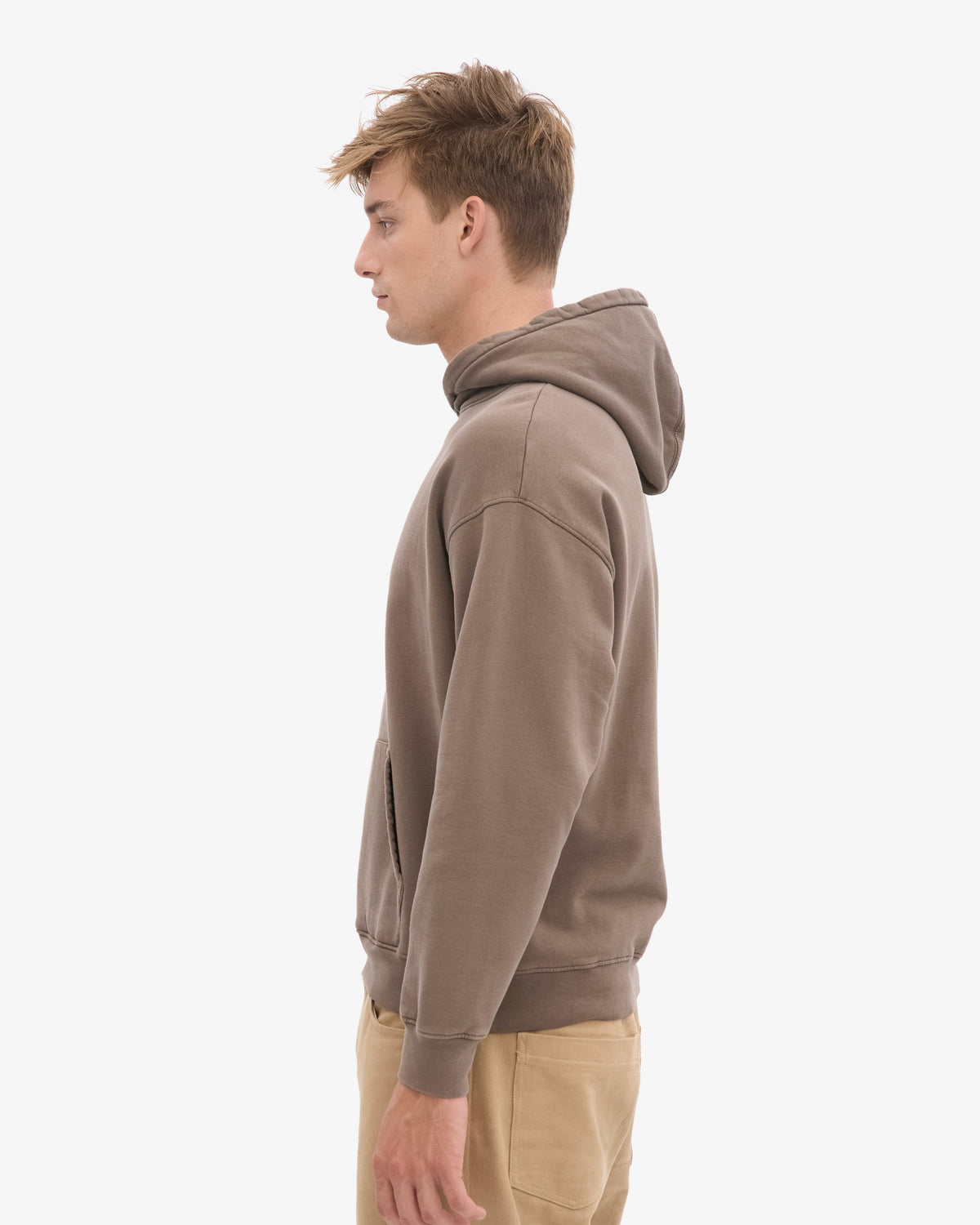Men's Organic Cotton Oversized Hoodie in Cedar Brown – view 3