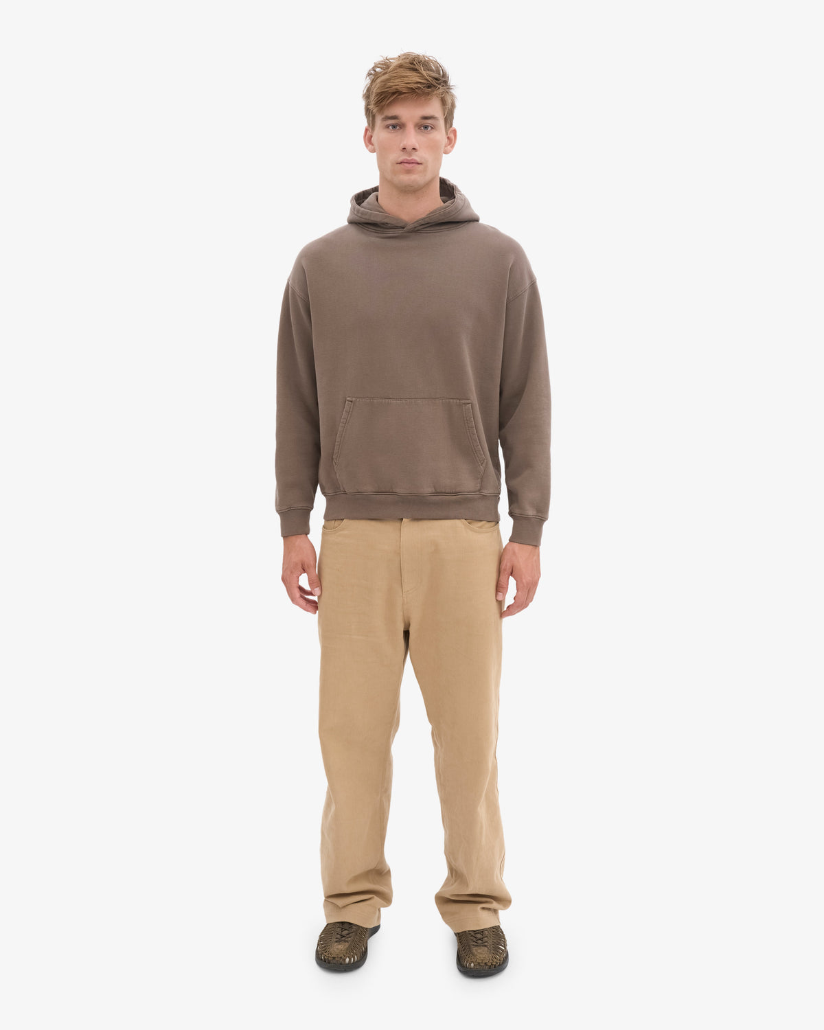 Men's Organic Cotton Oversized Hoodie in Cedar Brown – view 5