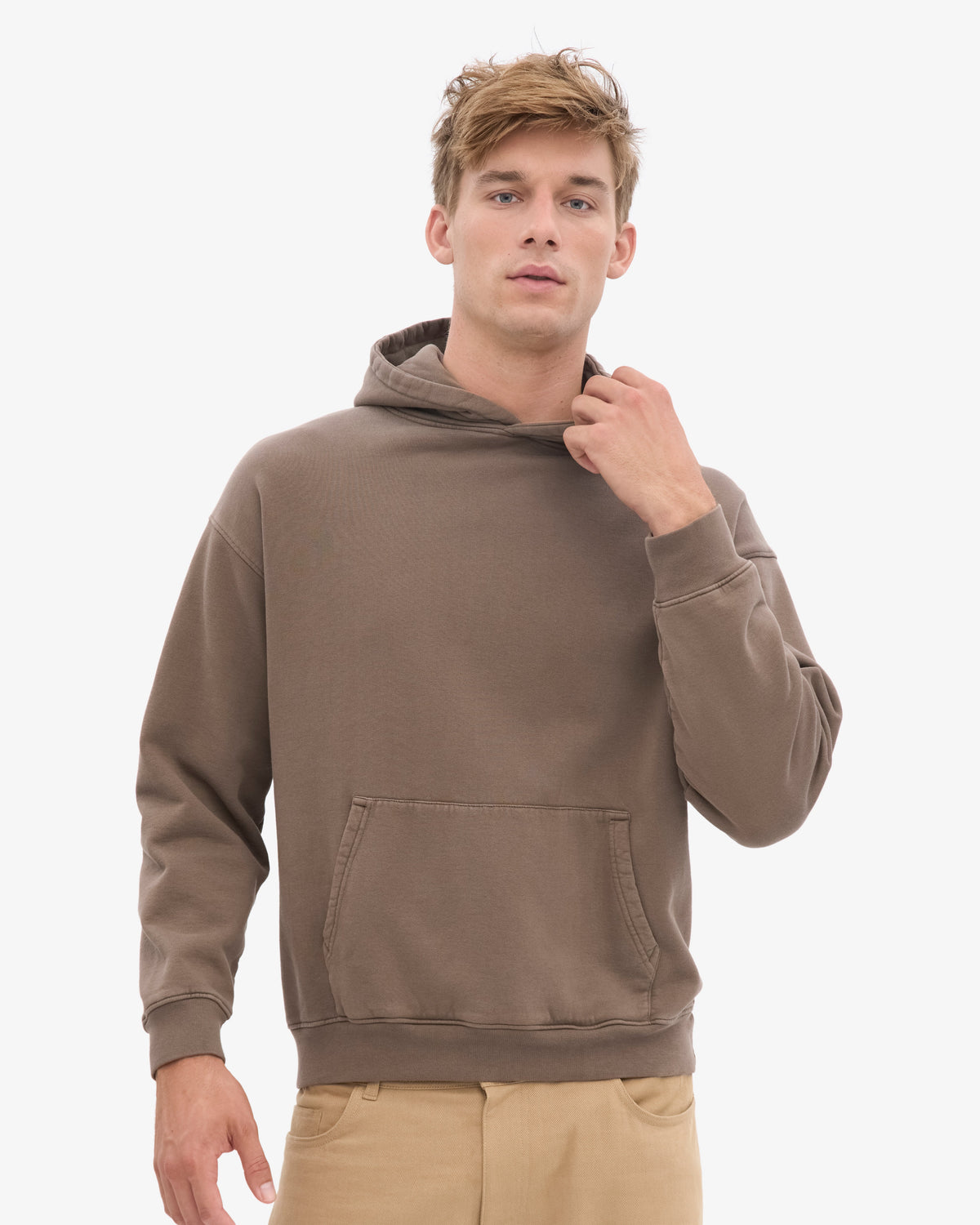 Men's Organic Cotton Oversized Hoodie in Cedar Brown – view 6