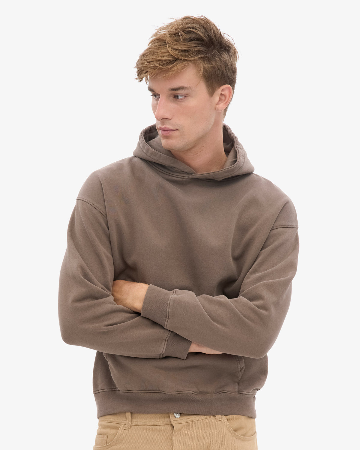 Men's Organic Cotton Oversized Hoodie in Cedar Brown – view 7