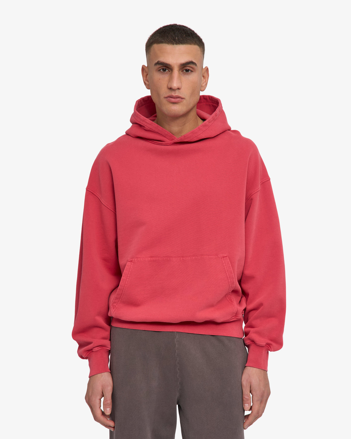 Men's Organic Cotton Oversized Hoodie in Faded Red – view 2