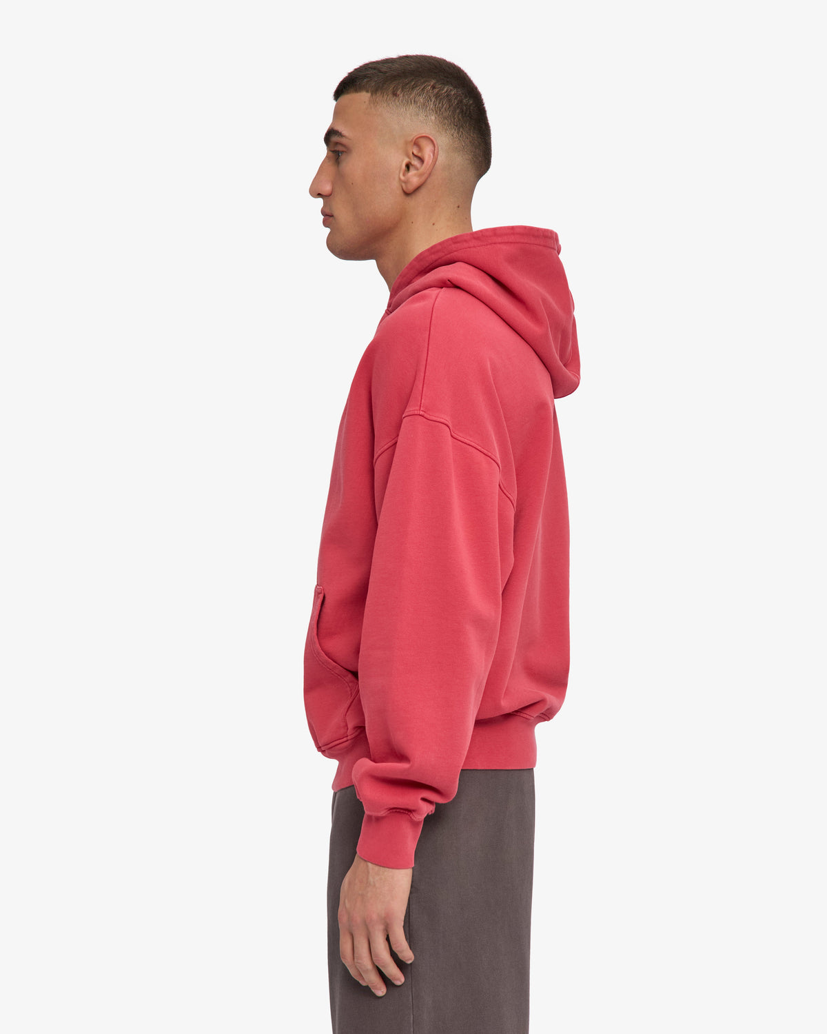 Men's Organic Cotton Oversized Hoodie in Faded Red – view 3