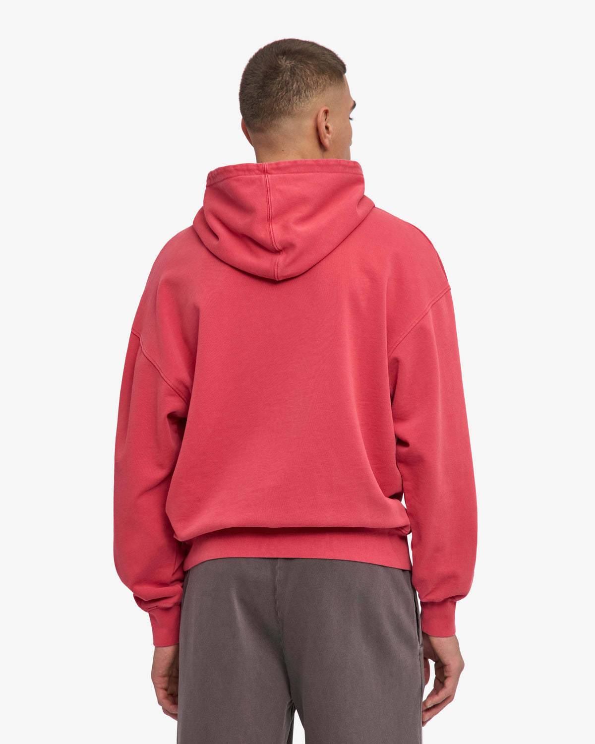 Men's Organic Cotton Oversized Hoodie in Faded Red – view 4