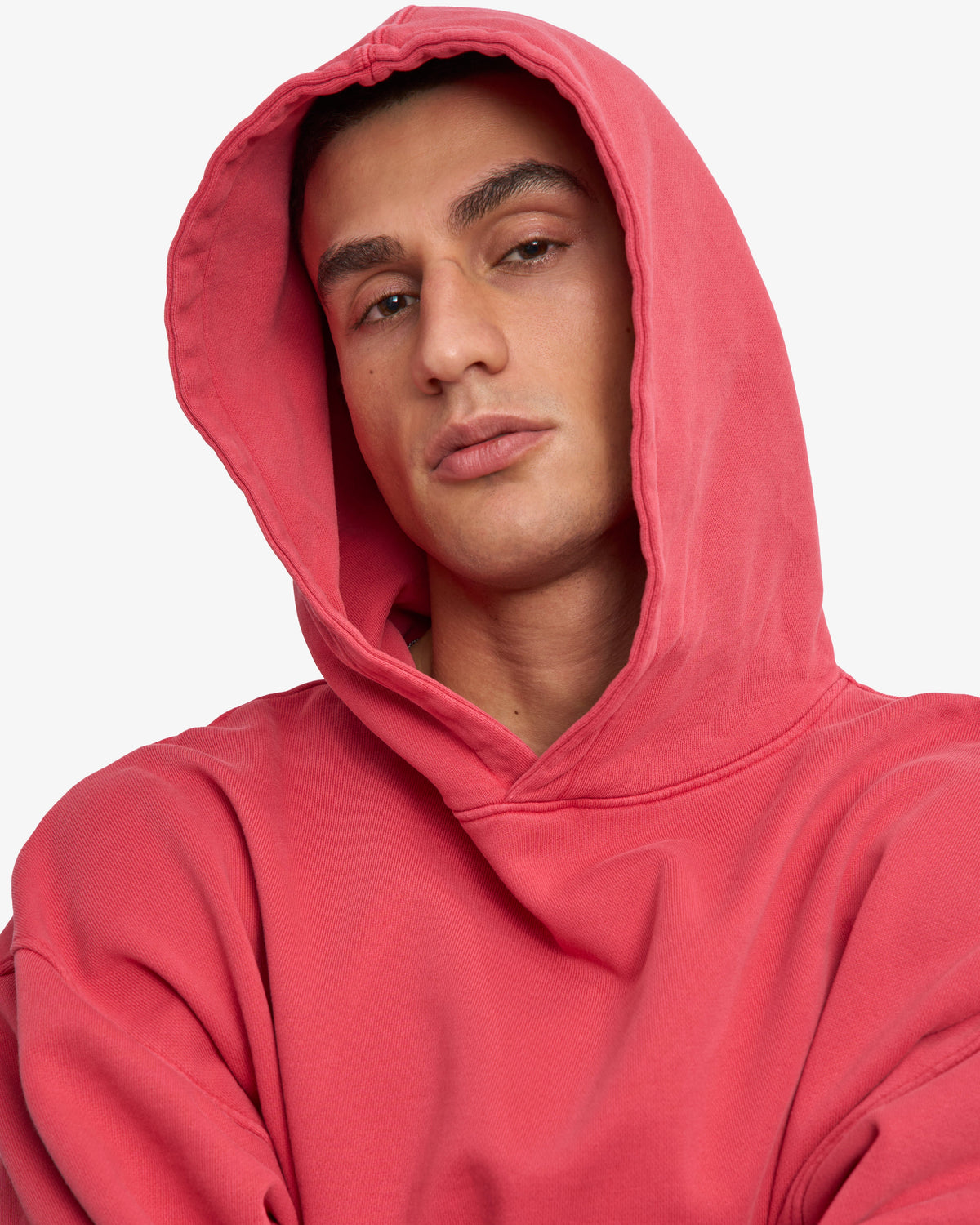 Men's Organic Cotton Oversized Hoodie in Faded Red – view 6