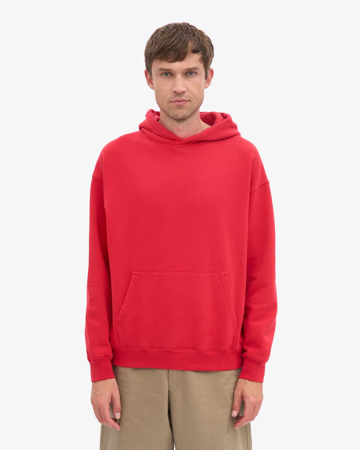 Men's Organic Cotton Oversized Hoodie in Scarlet Red – view 2