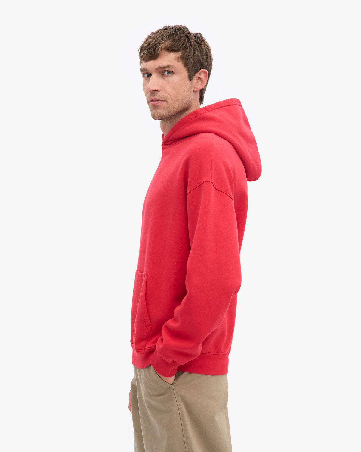 Men's Organic Cotton Oversized Hoodie in Scarlet Red – view 3
