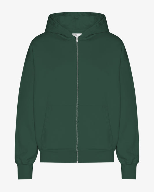 Men's Organic Cotton Oversized Zip Hoodie – Full-Zip Front, Garment-Dyed, Relaxed Fit | Emerald Green