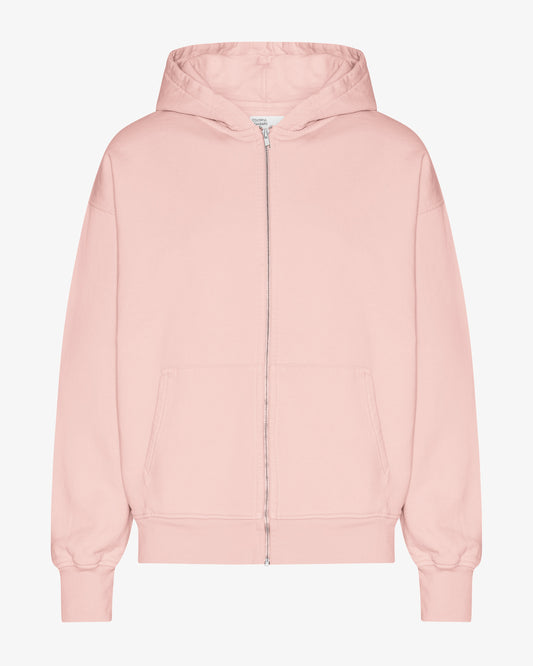 Men's Organic Cotton Oversized Zip Hoodie – Full-Zip Front, Garment-Dyed, Relaxed Fit | Faded Pink