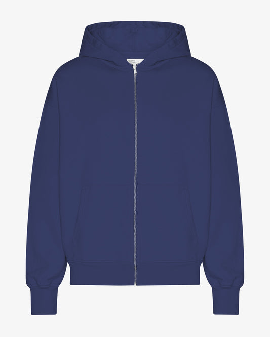 Men's Organic Cotton Oversized Zip Hoodie – Full-Zip Front, Garment-Dyed, Relaxed Fit | Marine Blue