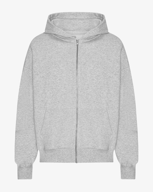 Men's Organic Cotton Oversized Zip Hoodie – Full-Zip Front, Garment-Dyed, Relaxed Fit | Snow Melange