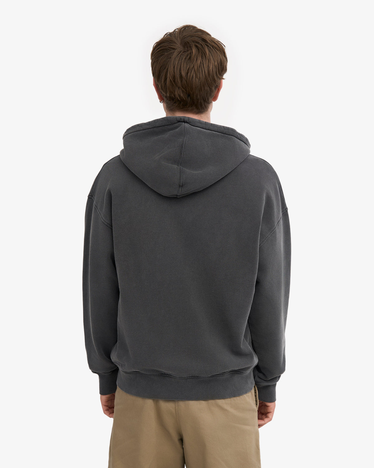 Men's Organic Cotton Oversized Zip Hoodie – Full-Zip Front, Garment-Dyed, Relaxed Fit | Faded Black – view 4