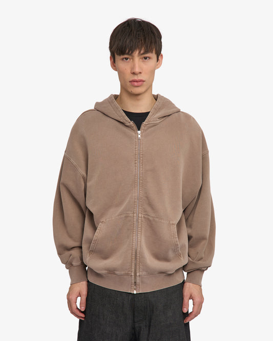 Men's Organic Cotton Oversized Zip Hoodie – Full-Zip Front, Garment-Dyed French Terry, Relaxed Fit | Faded Khaki