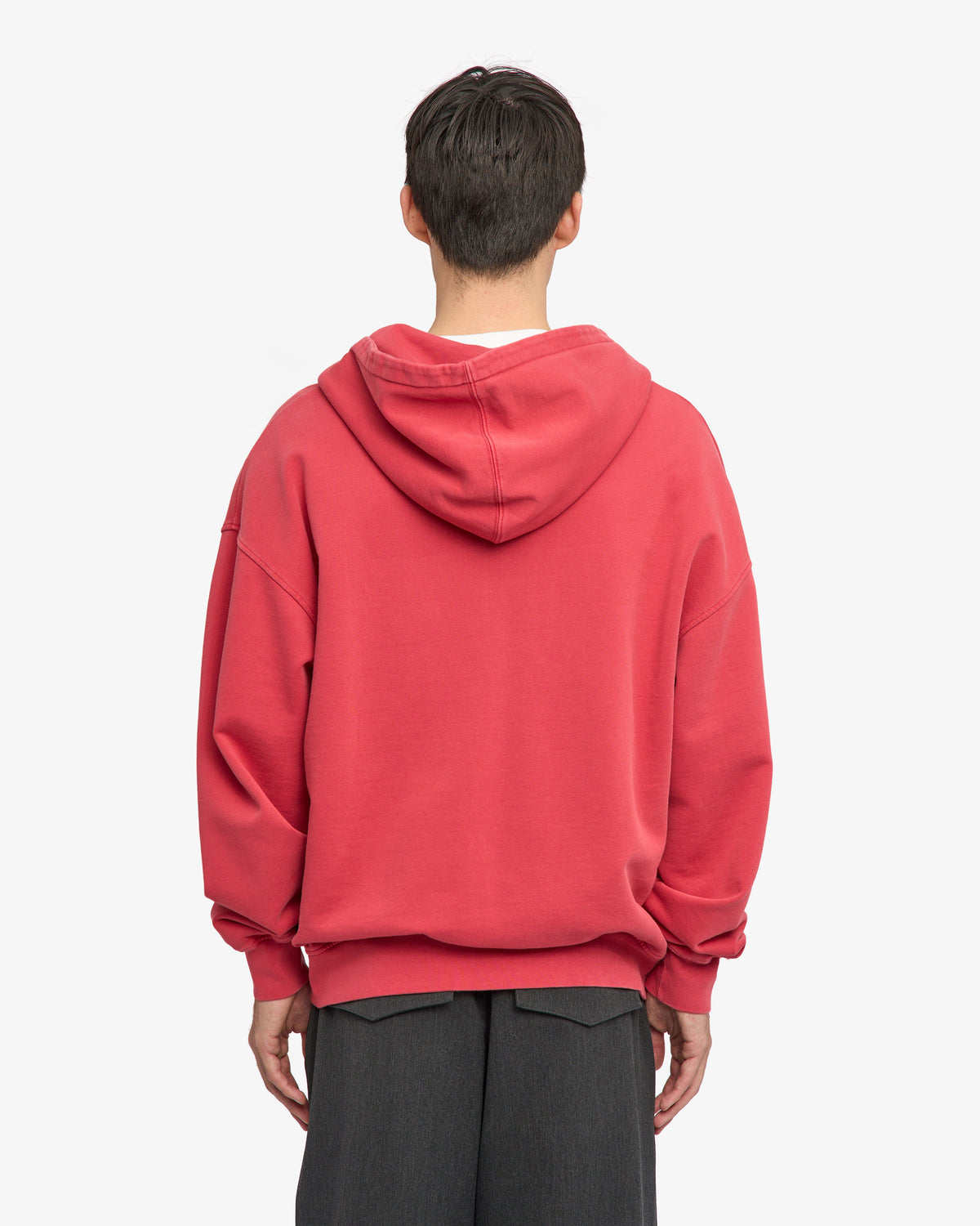 Men's Organic Cotton Oversized Zip Hoodie in Faded Red – view 4