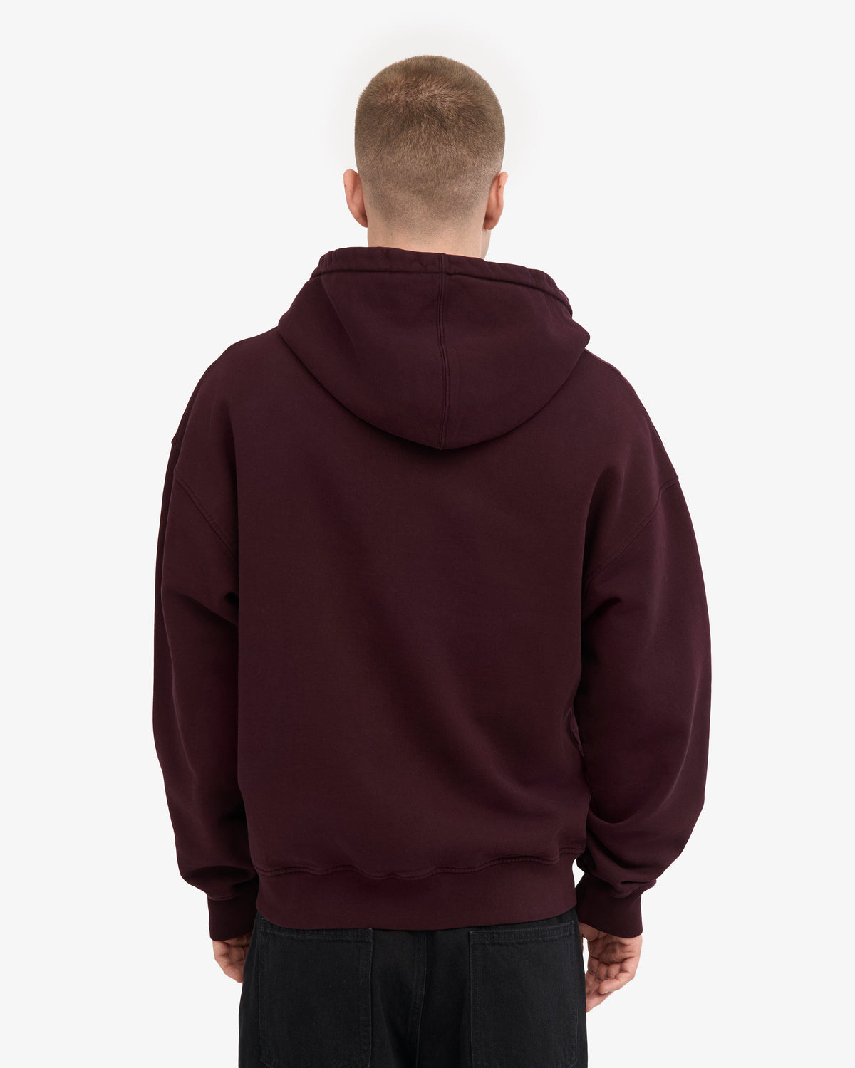 Men's Organic Cotton Oversized Zip Hoodie in Oxblood Red – view 4