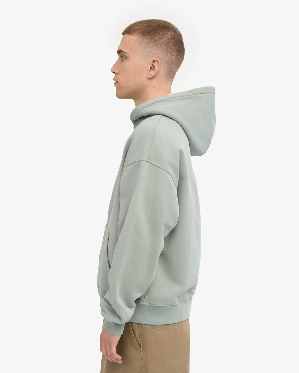 Men's Organic Cotton Oversized Zip Hoodie in Steel Blue – view 3