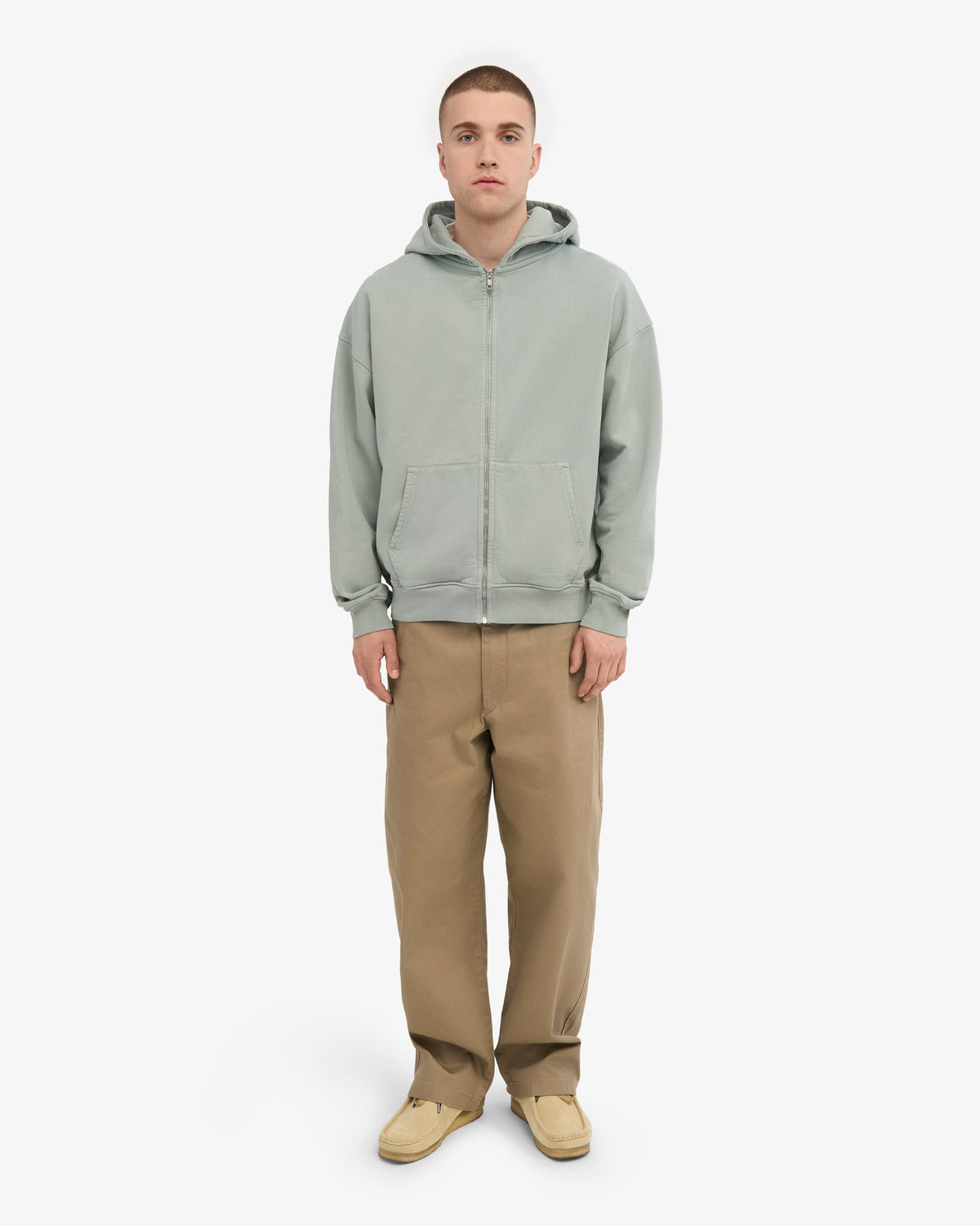 Men's Organic Cotton Oversized Zip Hoodie in Steel Blue – view 5