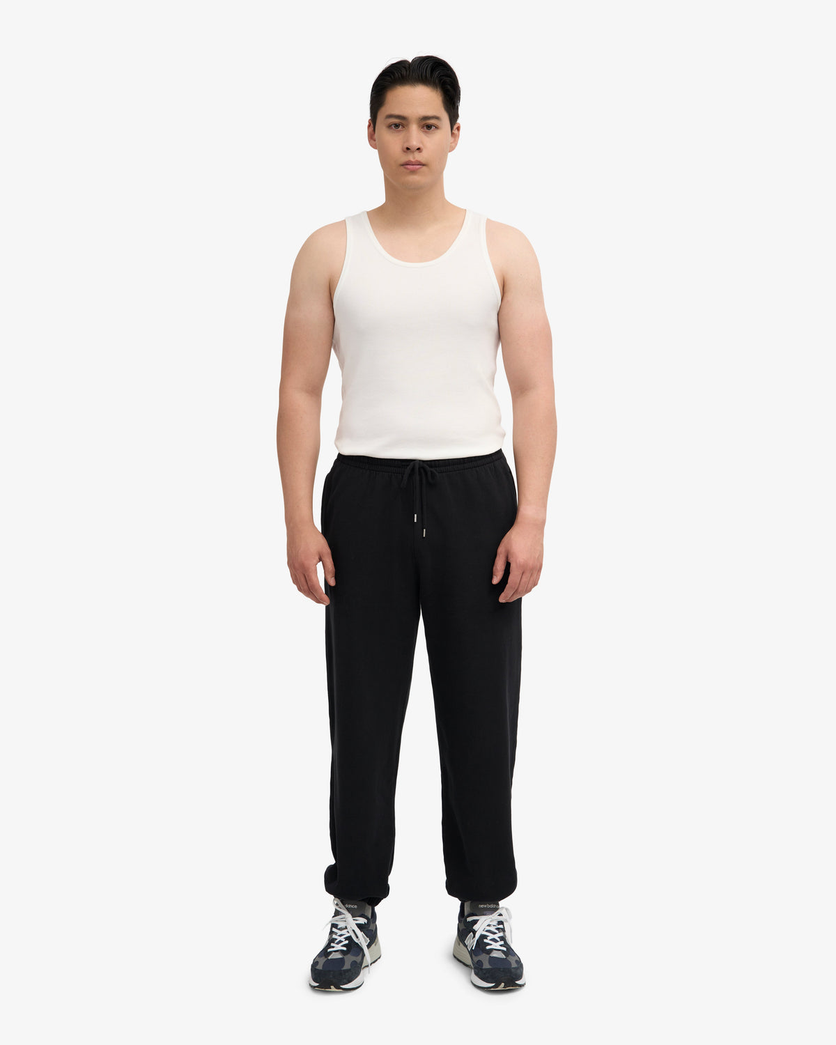 Men's Organic Cotton Oversized Crewneck Sweatsuit – Dropped Shoulders, Relaxed Drawstring Sweatpants | Deep Black – view 2