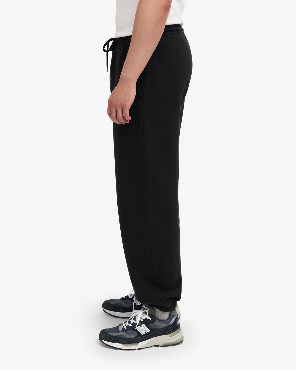 Men's Organic Cotton Oversized Crewneck Sweatsuit – Dropped Shoulders, Relaxed Drawstring Sweatpants | Deep Black – view 4