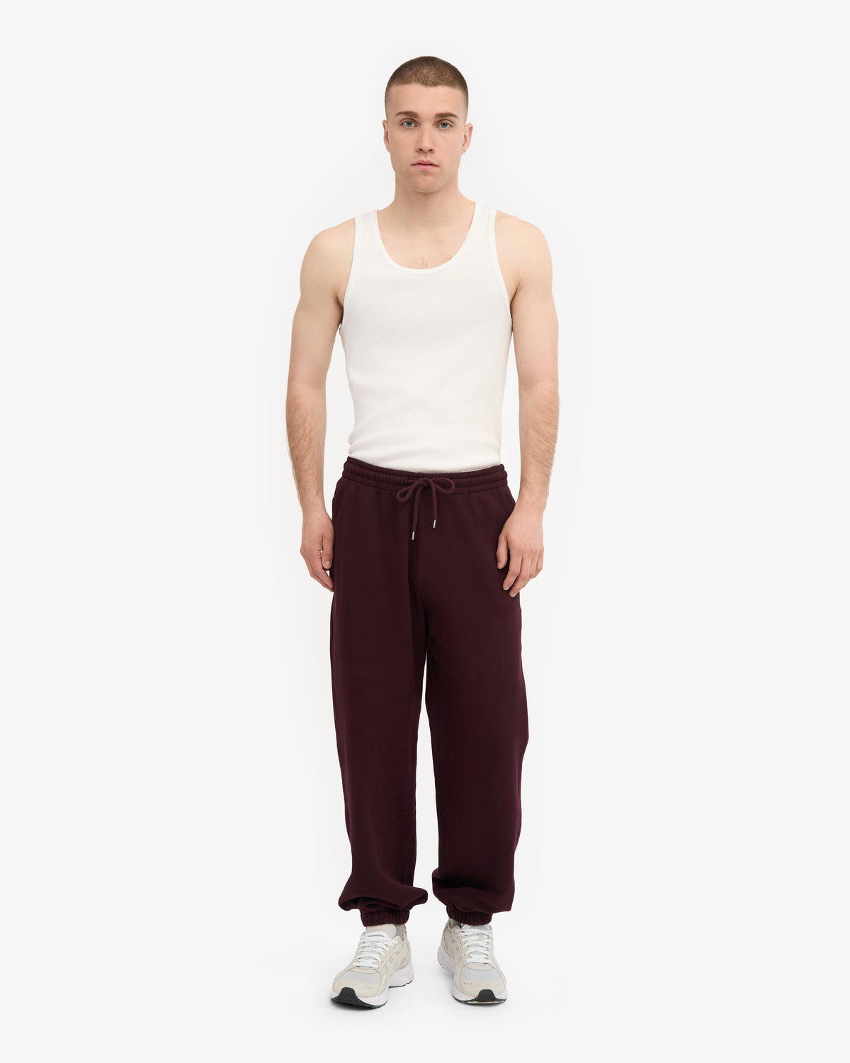 Men's Organic Cotton Oversized Crewneck Sweatsuit in Oxblood Red – view 5