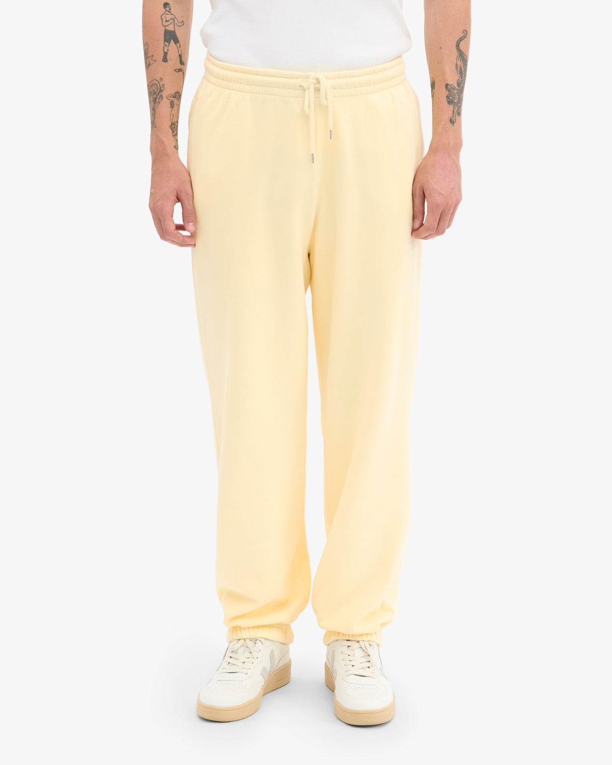 Men's Organic Cotton Relaxed Sweatpants in Soft Yellow – view 3