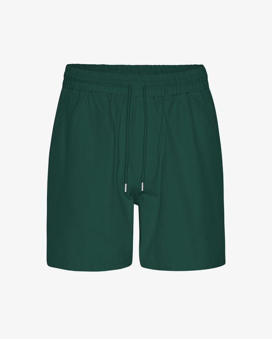 Men's Organic Cotton Twill Shorts – Garment Dyed, Adjustable Elasticated Waistband, Tailored Fit | Emerald Green