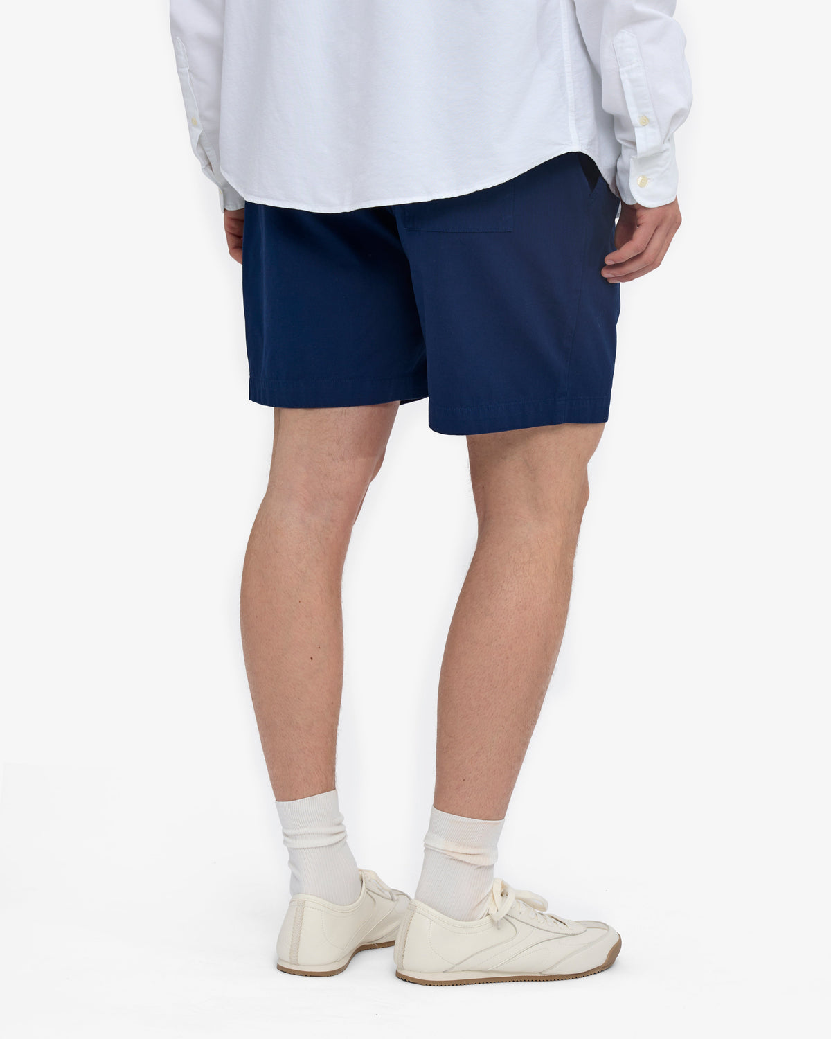 Men's Organic Cotton Twill Shorts – Garment Dyed, Adjustable Elasticated Waistband, Tailored Fit | Marine Blue – view 4