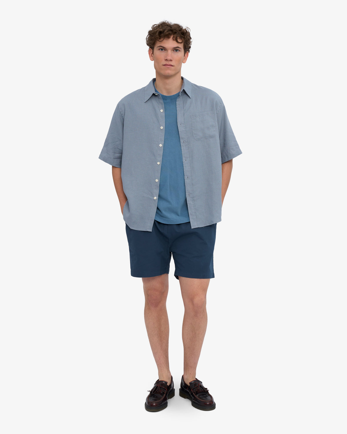 Men's Organic Cotton Twill Shorts in Petrol Blue – view 5