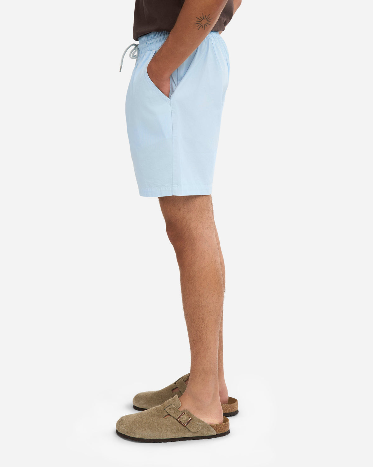Men's Organic Cotton Twill Shorts – Garment Dyed, Adjustable Elasticated Waistband, Tailored Fit | Polar Blue