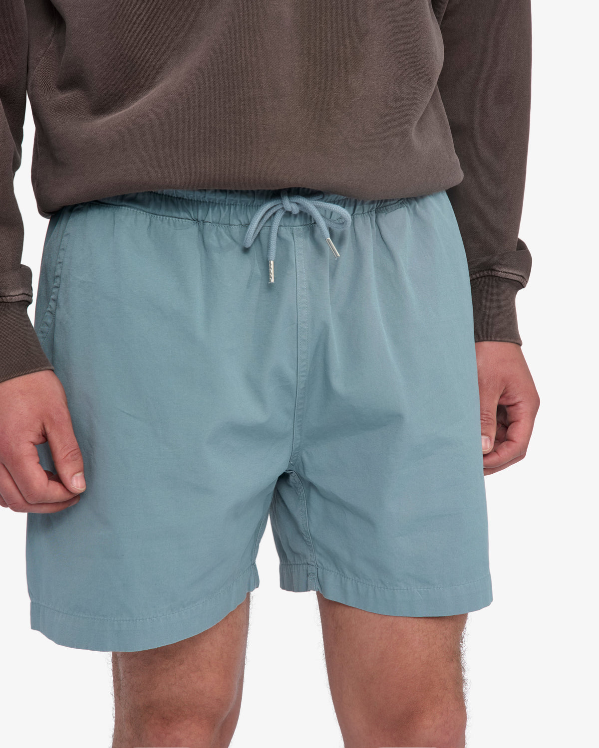 Men's Organic Cotton Twill Shorts – Garment Dyed, Adjustable Elasticated Waistband, Tailored Fit | Steel Blue
