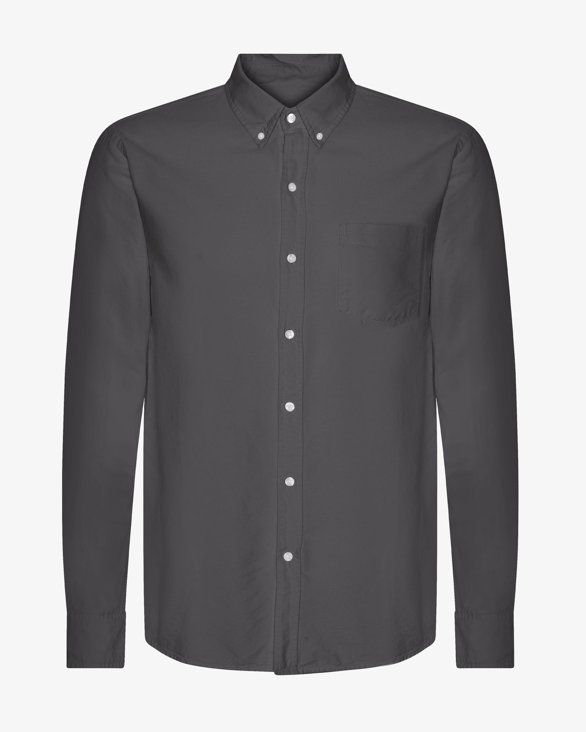 Men's Organic Cotton Oxford Shirt – Button-Down Collar, Slim Fit with Chest Pocket | Lava Grey – view 1
