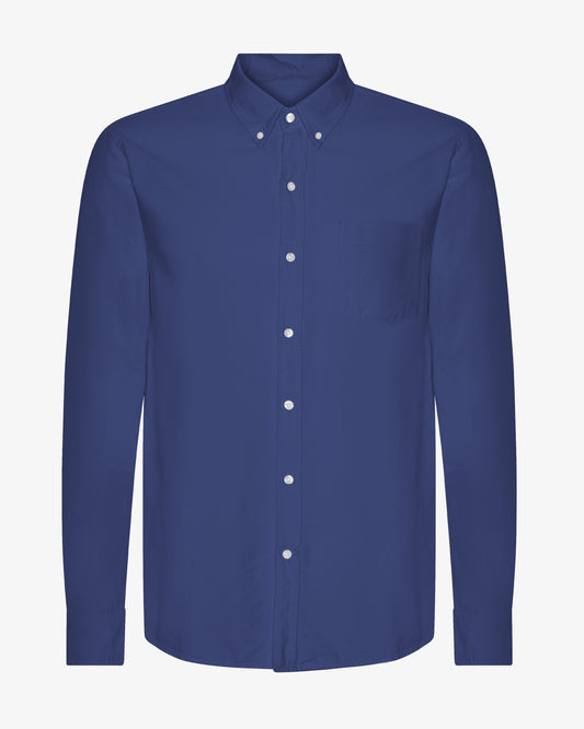 Men's Organic Cotton Oxford Shirt – Button-Down Collar, Slim Fit with Chest Pocket | Marine Blue