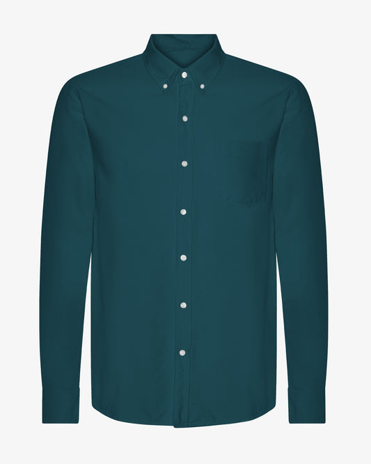 Men's Organic Cotton Oxford Shirt – Button-Down Collar, Slim Fit with Chest Pocket | Ocean Green