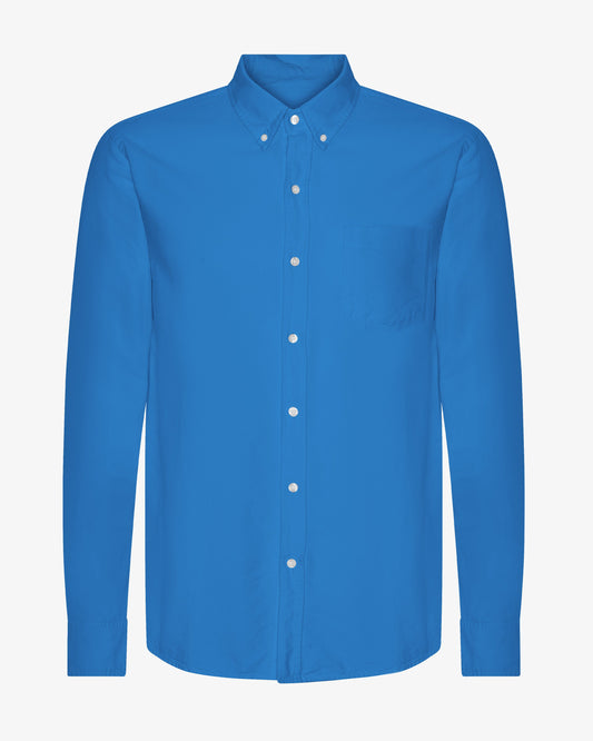 Men's Organic Cotton Oxford Shirt – Button-Down Collar, Slim Fit with Chest Pocket | Pacific Blue