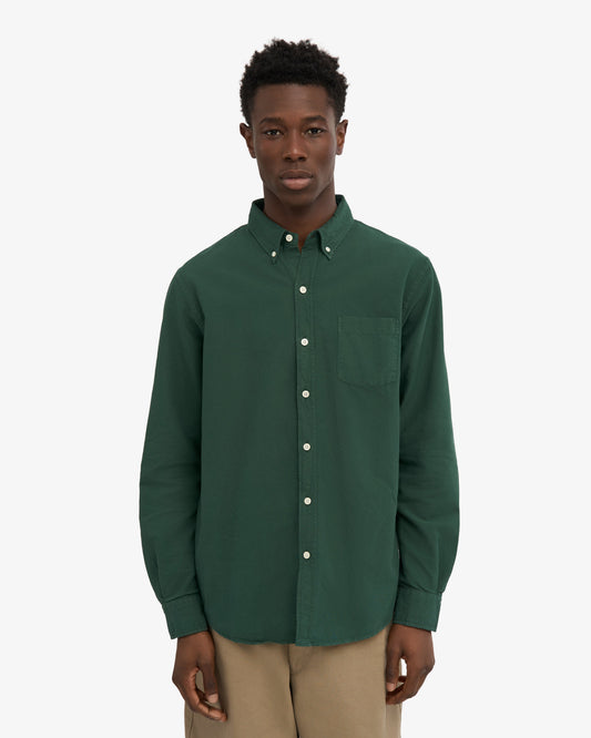 Men's Organic Cotton Oxford Shirt – Button-Down Collar, Slim Fit with Chest Pocket | Emerald Green
