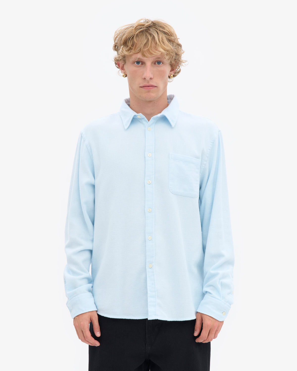 Men's Organic Cotton Flannel Shirt – Lightweight Flannel, Regular Fit with Chest Pocket | Polar Blue