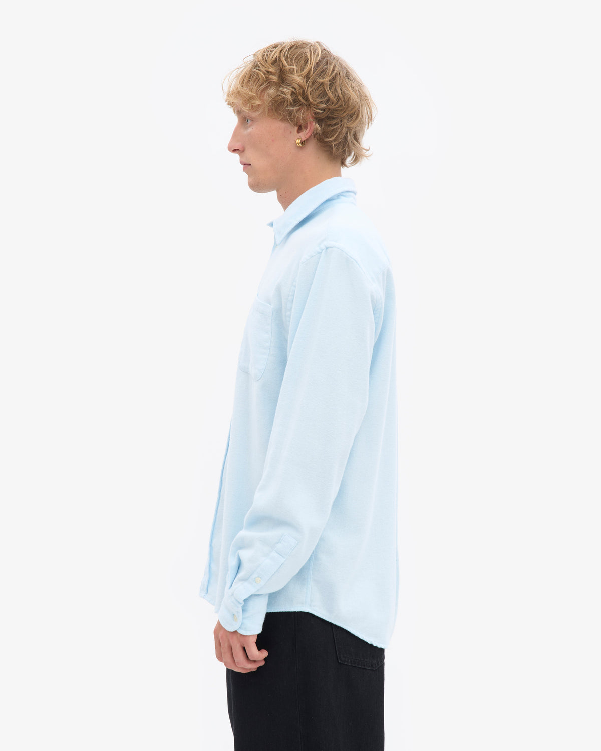 Men's Organic Cotton Flannel Shirt – Lightweight Flannel, Regular Fit with Chest Pocket | Polar Blue – view 3