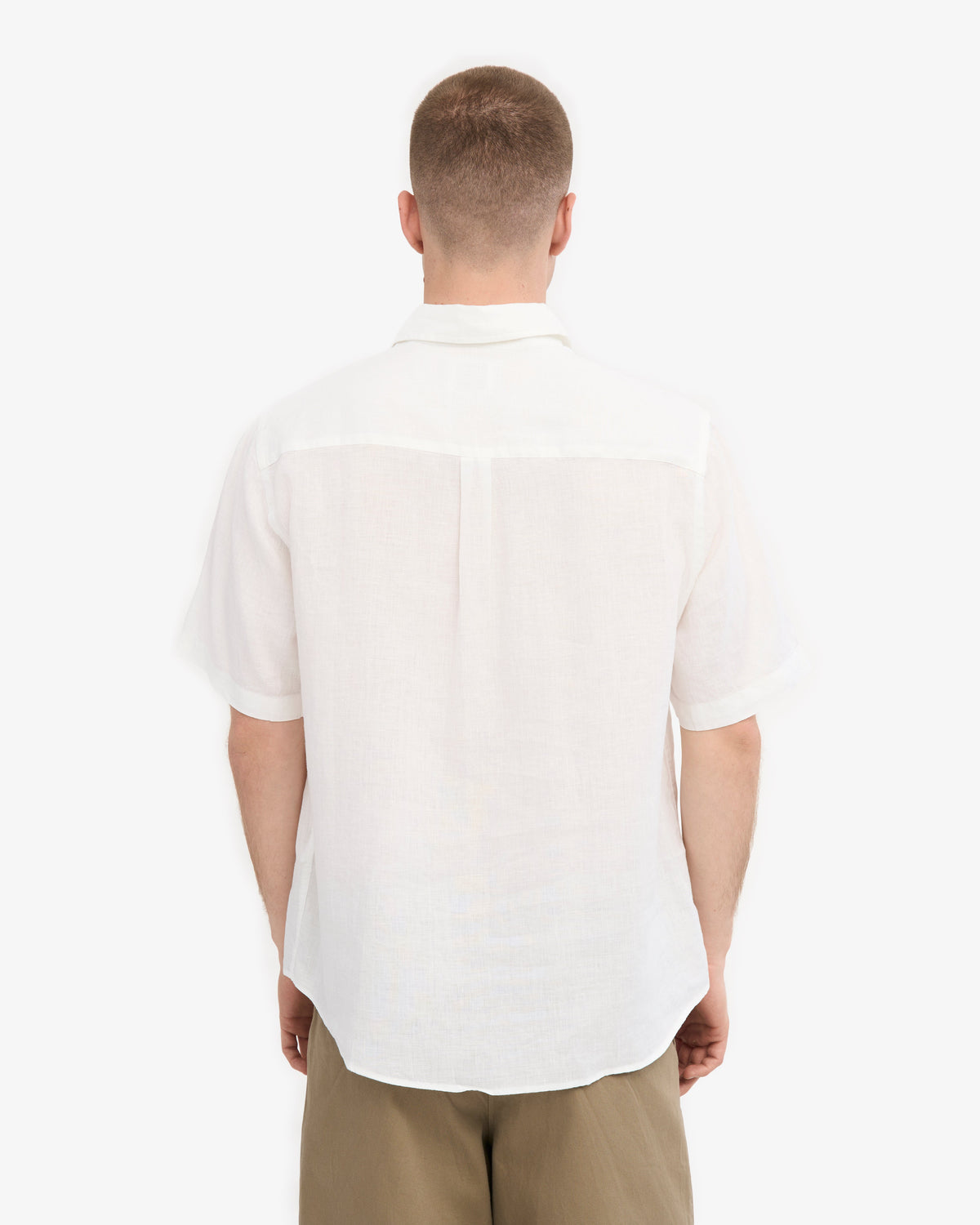 Men's Short Sleeve Linen Shirt in Optical White – view 4