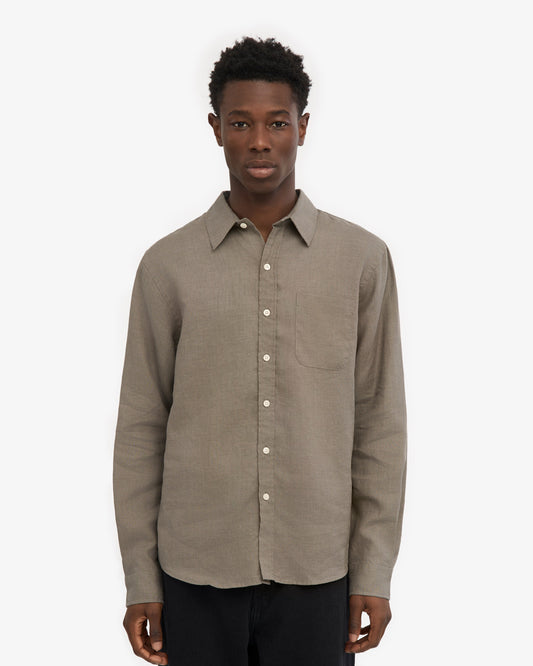 Men's Linen Shirt in Dusty Olive – view 2