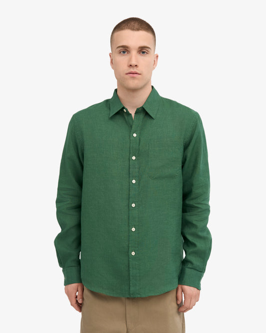 Men's Linen Shirt in Emerald Green – view 2