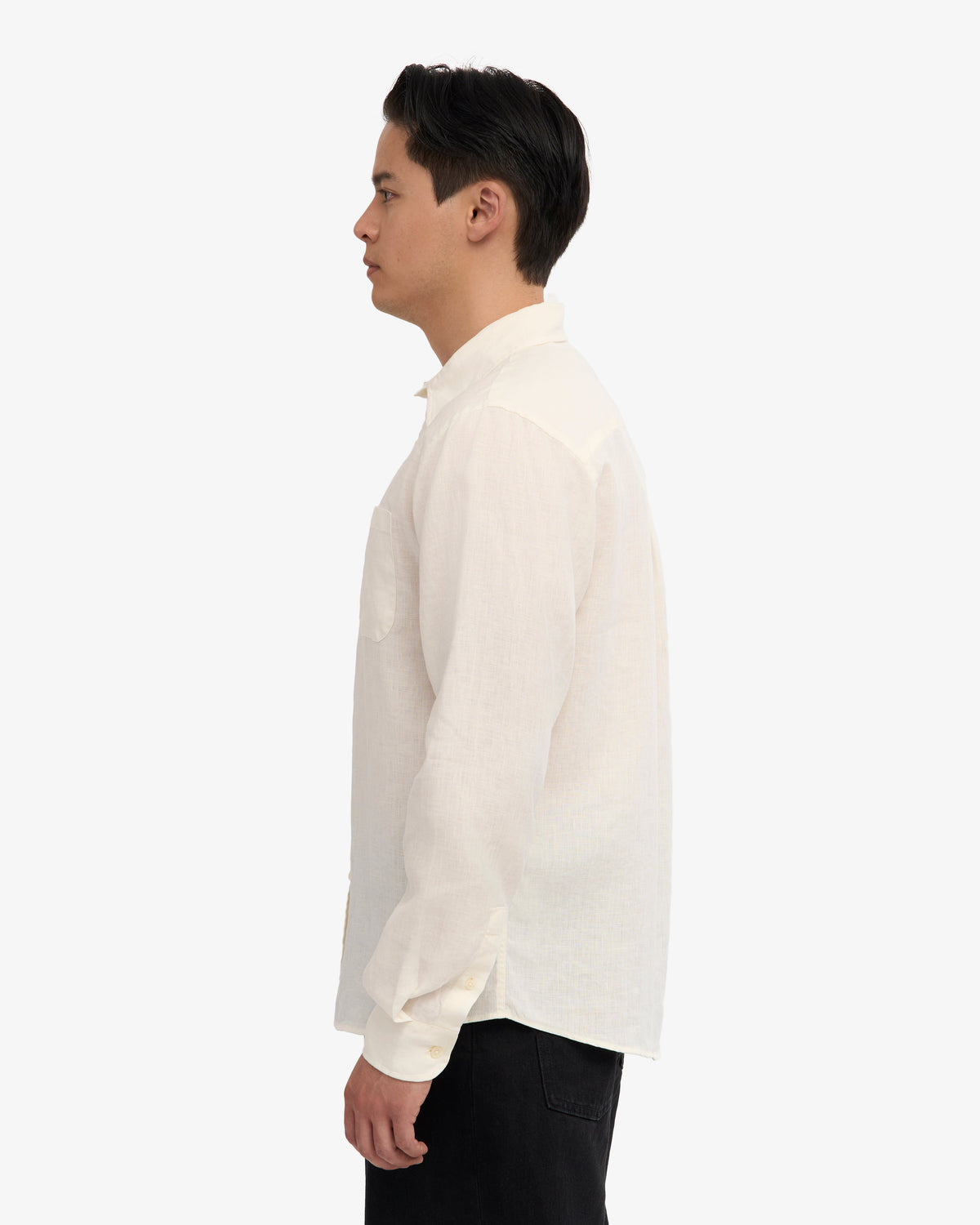 Men's Linen Shirt in Ivory White – view 3