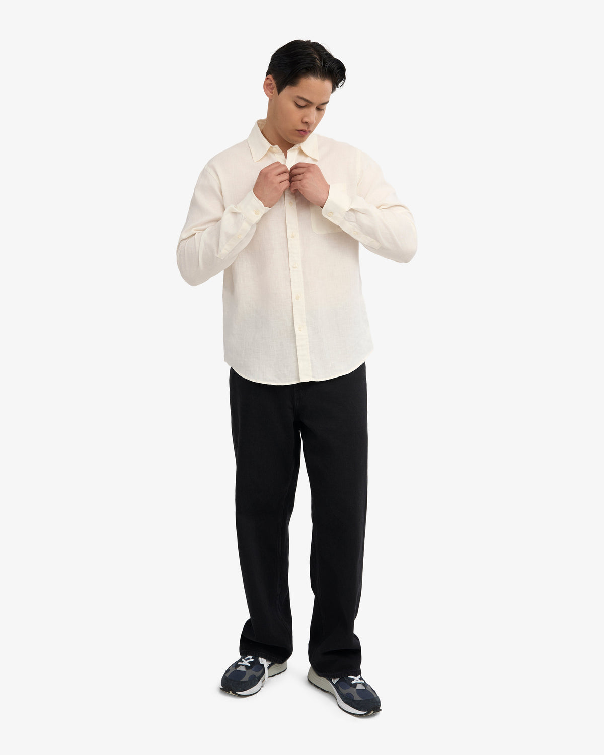 Men's Linen Shirt in Ivory White – view 5