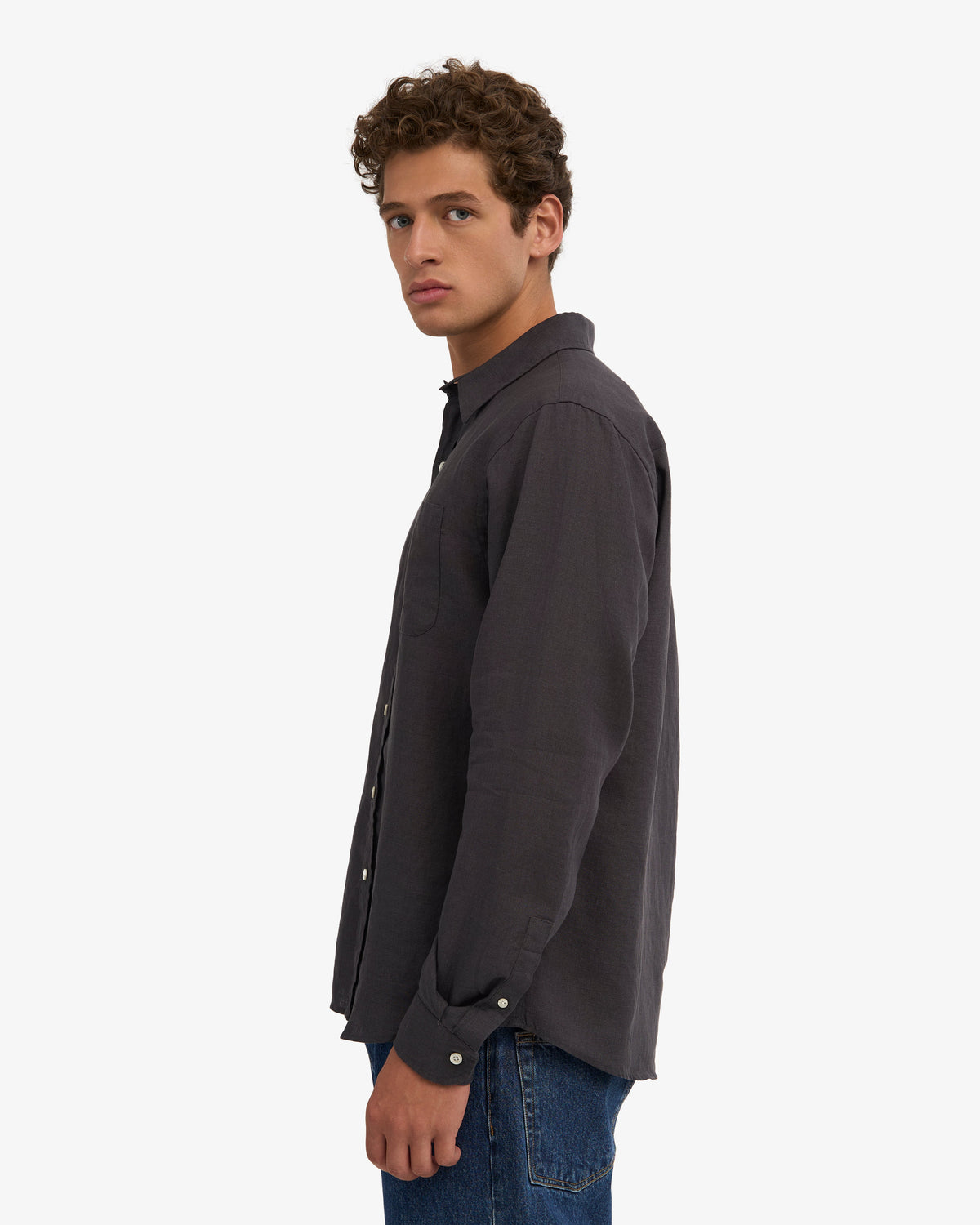 Men's Linen Shirt in Lava Grey – view 3
