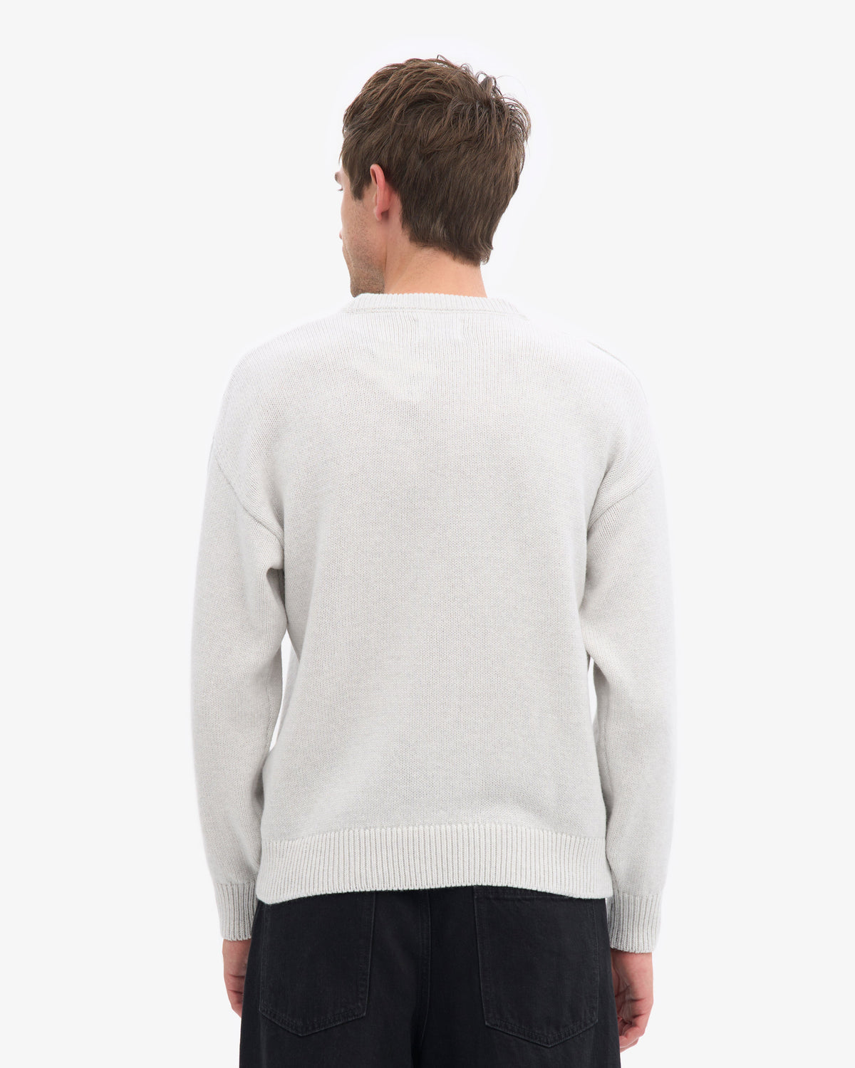 Men's Recycled Merino Wool Crew Neck Jumper in Snow Melange – view 4