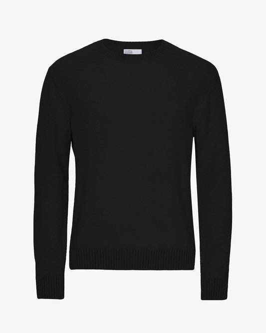 Men's Recycled Merino Wool Crew Neck Jumper in Deep Black – view 1