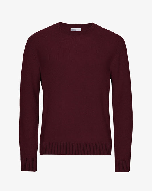 Men's Recycled Merino Wool Crew Neck Jumper in Oxblood Red – view 1