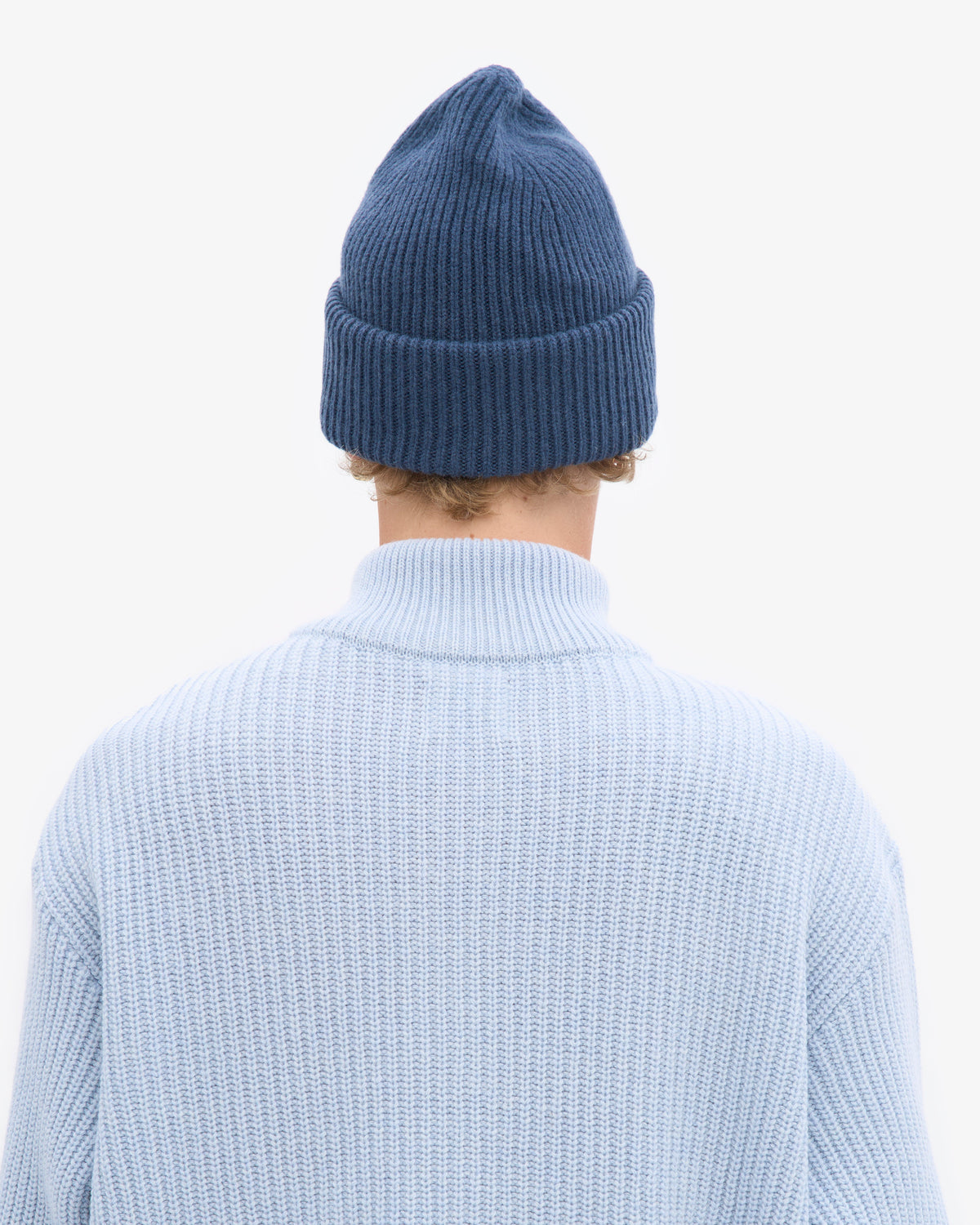 Men's Merino Wool Beanie Hat in Petrol Blue – view 4