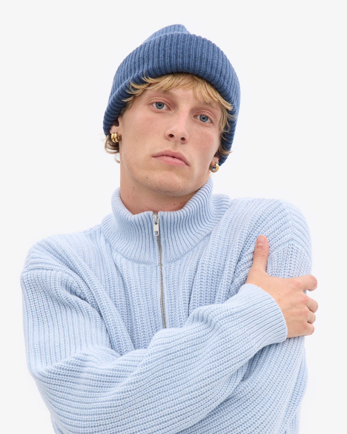 Men's Merino Wool Beanie Hat in Petrol Blue – view 5
