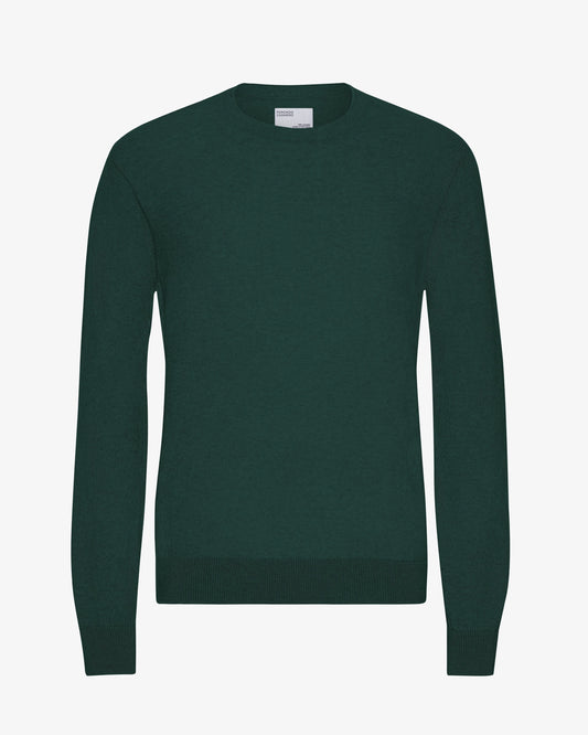 Men's Lightweight Merino Wool Crew Neck Jumper in Emerald Green – view 1