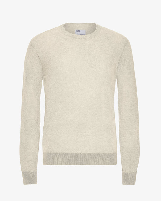Men's Lightweight Merino Wool Crew Neck Jumper in Ivory White – view 1