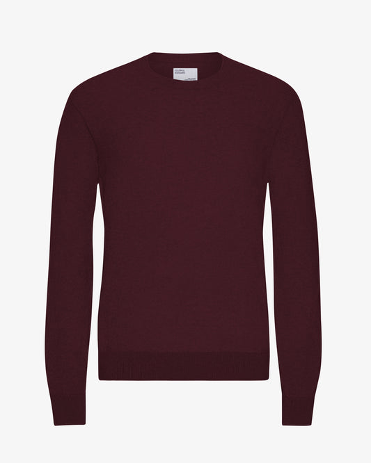 Men's Lightweight Merino Wool Crew Neck Jumper in Oxblood Red – view 1